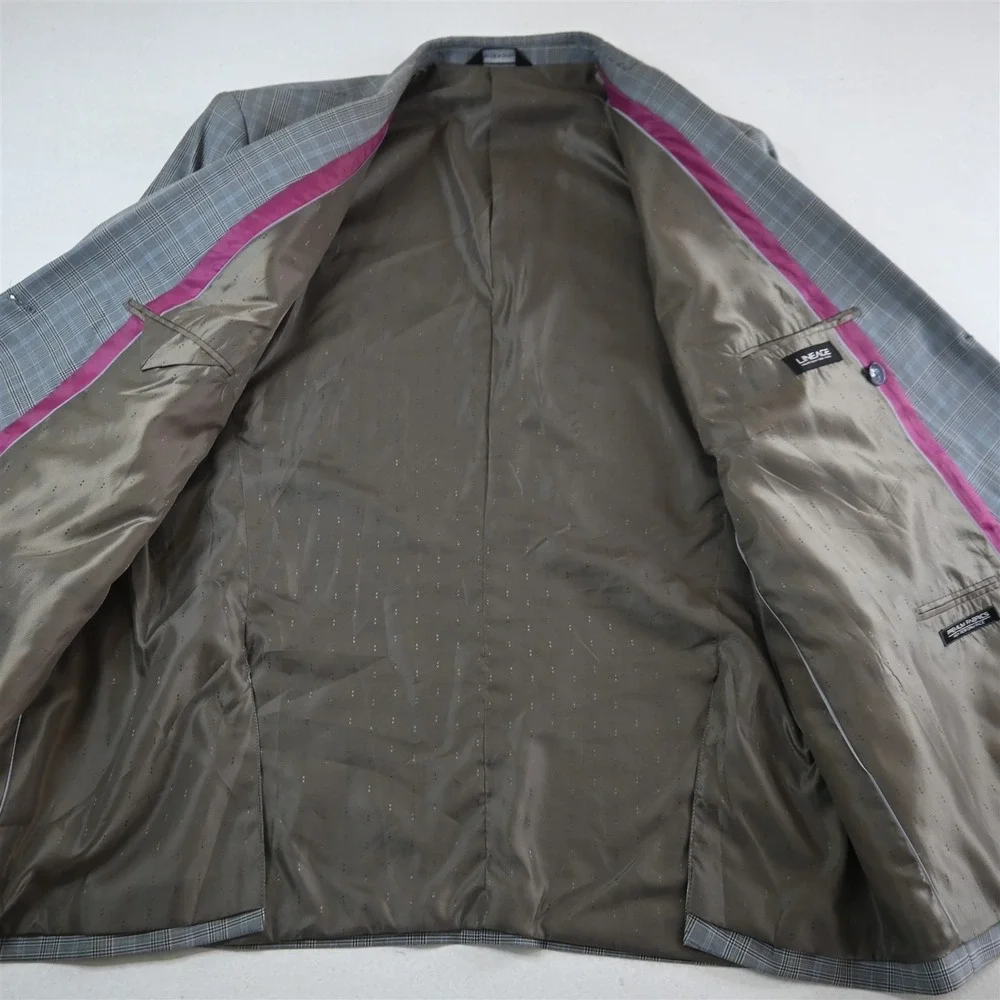 Lineage 46R 40x32 Gray Plaid Double Breasted Mens Jacket‎ Pants Suit
